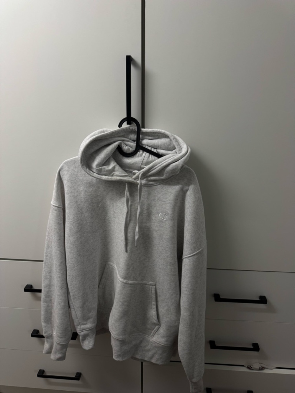 Light Gray Champion Pullover Hoodie - Casual Fleece Sweatshirt